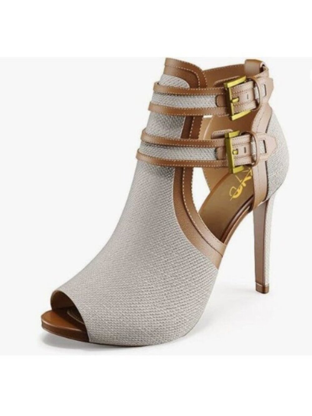 XYD Women Peep Toe Ankle Bootie High Heels Buckled Double Straps Cutout Pumps